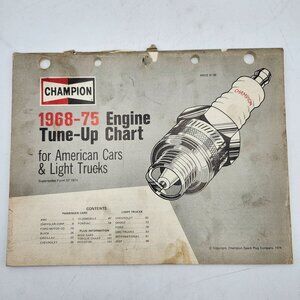 Champion 1968-75 Engine Tune-Up Chart For American Cars & Light Trucks